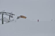 Campo Felice sotto una fitta nevicata