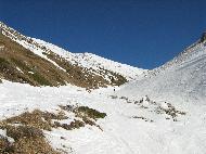 Gran Sasso d'Italia seen from Campo Imperatore. Valle Fredda, adjacent valley from which it is possible to ski back to the base of the Gran Sasso d'Italia cable car - L'Aquila