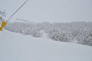 Campo Felice sotto una fitta nevicata