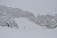 Campo Felice sotto una fitta nevicata
