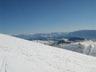 Gran Sasso d'Italia seen from Campo Imperatore. Valle Fredda, adjacent valley from which it is possible to ski back to the base of the Gran Sasso d'Italia cable car - L'Aquila