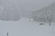 Campo Felice sotto una fitta nevicata