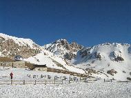 Gran Sasso d'Italia seen from Campo Imperatore. Campo Imperatore ski lifts - L'Aquila