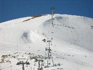 Gran Sasso d'Italia seen from Campo Imperatore. Campo Imperatore ski lifts - L'Aquila
